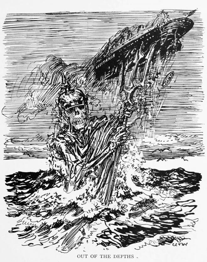 Out_of_the_Depths_-_RMS_Lusitania_by_Oscar_Cesare_c1916