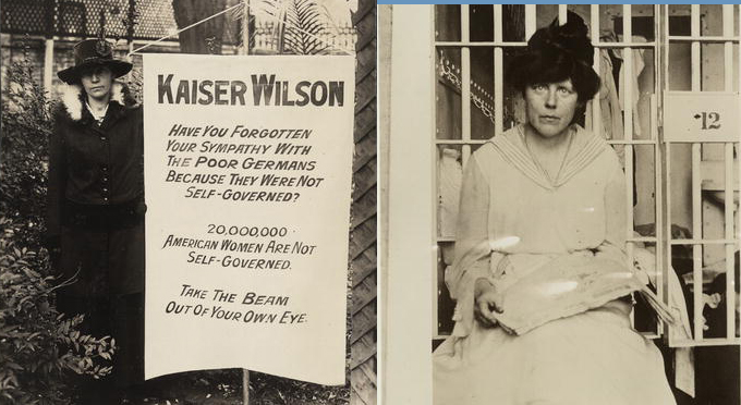 Lucy Burns and Kaiser Wilson banner 1917