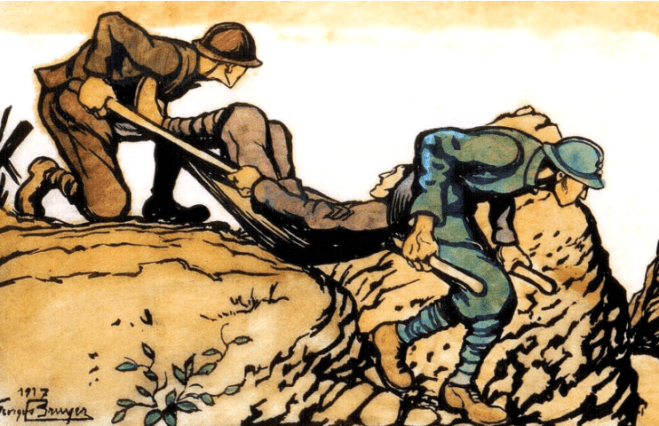 GeorgesBruyer_BrancardiersRamenantUnBlesse_1917